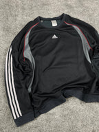 Adidas Crewneck Sweatshirt Vintage Y2K 2000S "Black/Grey/Red" (XXL)