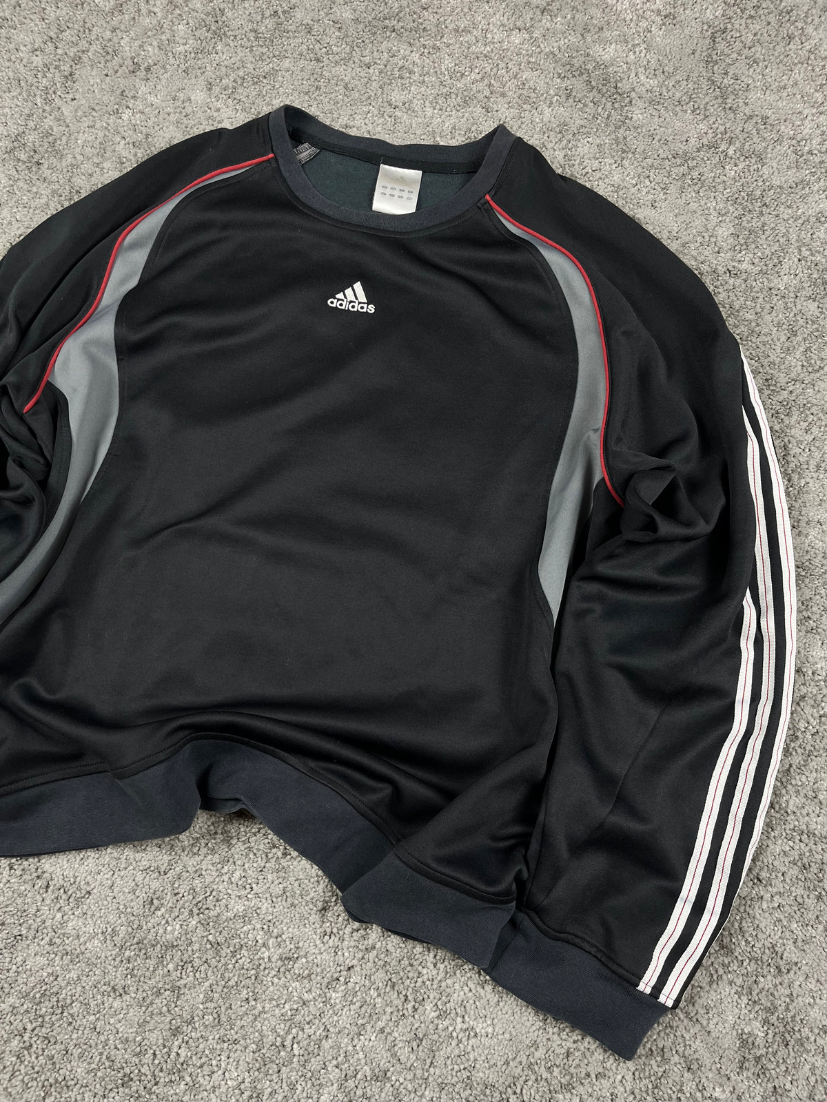 Adidas Crewneck Sweatshirt Vintage Y2K 2000S "Black/Grey/Red" (XXL)