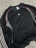 Adidas Crewneck Sweatshirt Vintage Y2K 2000S "Black/Grey/Red" (XXL)
