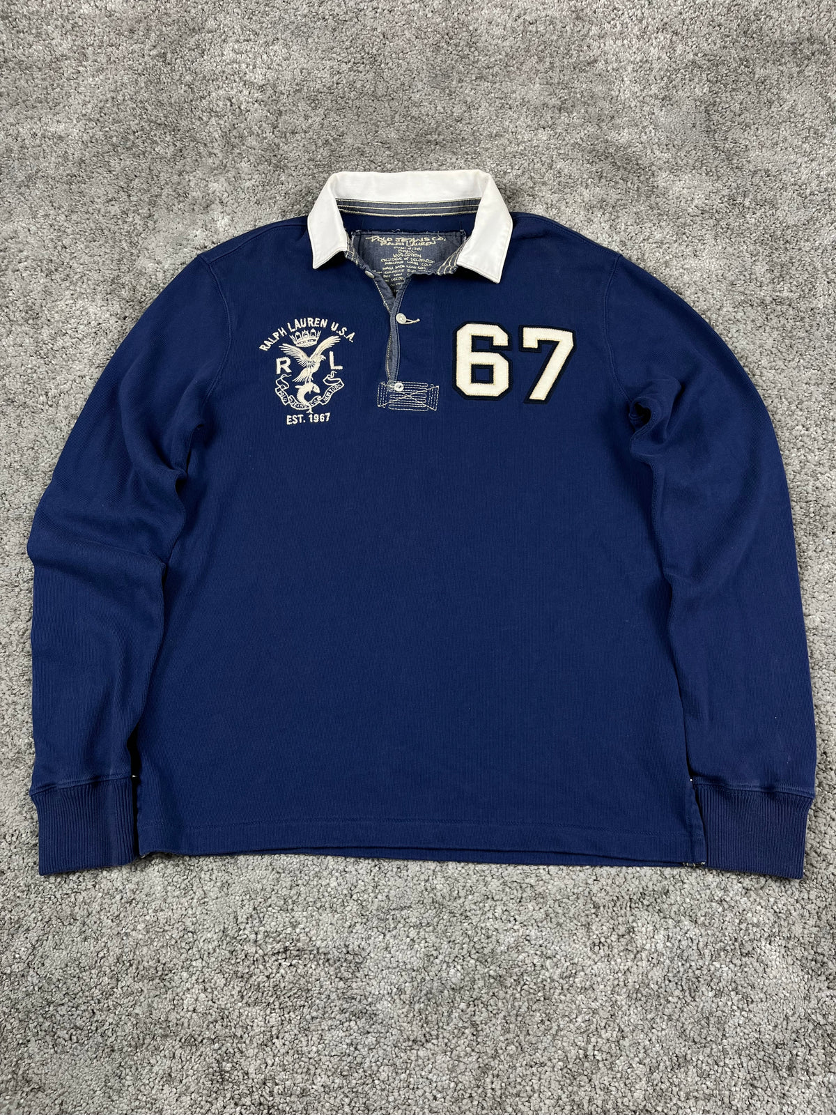 Polo Ralph Lauren Rugby Shirt 67 Vintage Y2K 2000S "Navy/White" (S)