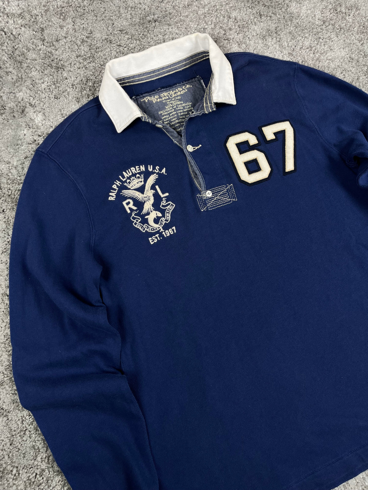 Polo Ralph Lauren Rugby Shirt 67 Vintage Y2K 2000S "Navy/White" (S)