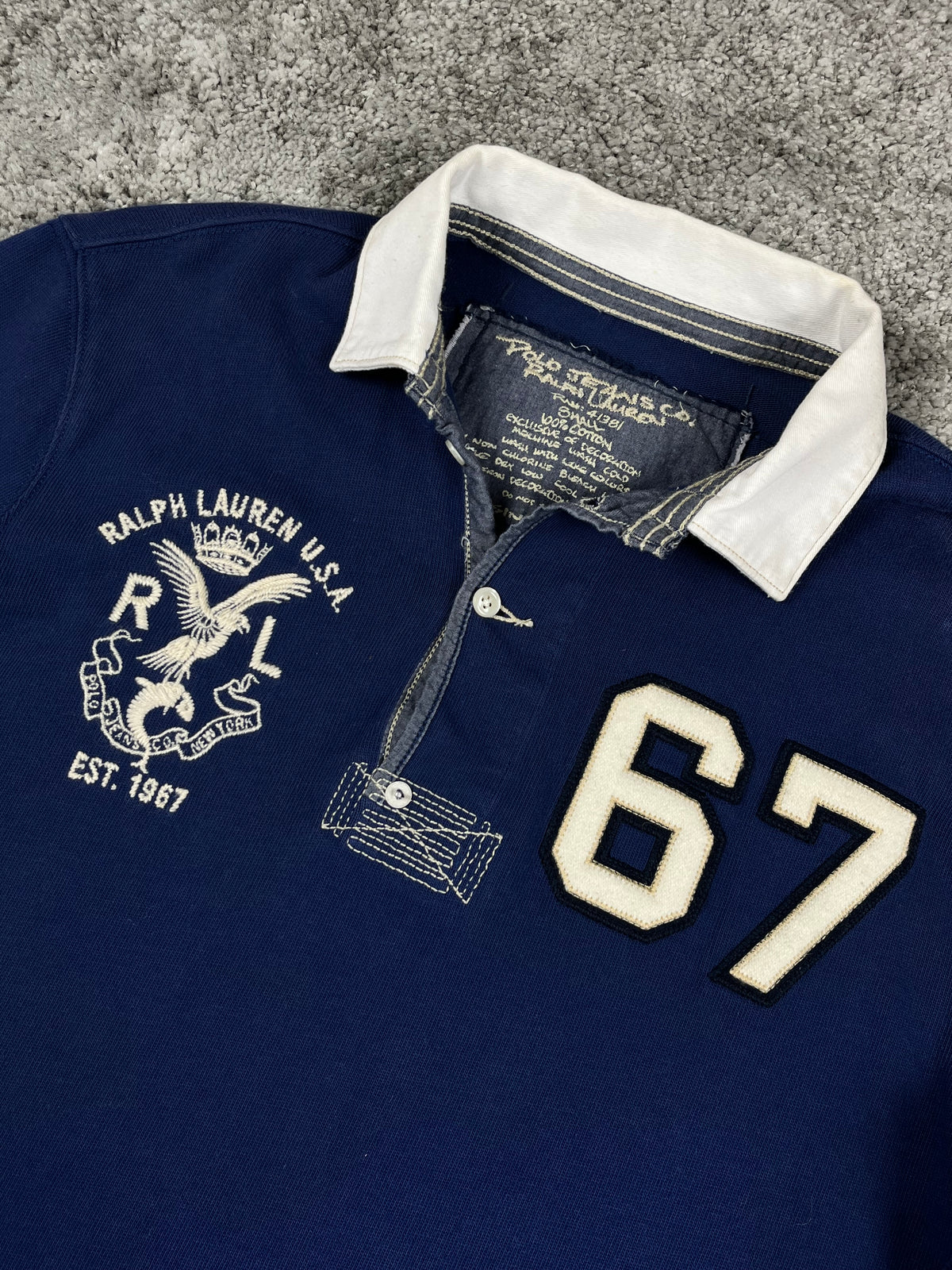 Polo Ralph Lauren Rugby Shirt 67 Vintage Y2K 2000S "Navy/White" (S)