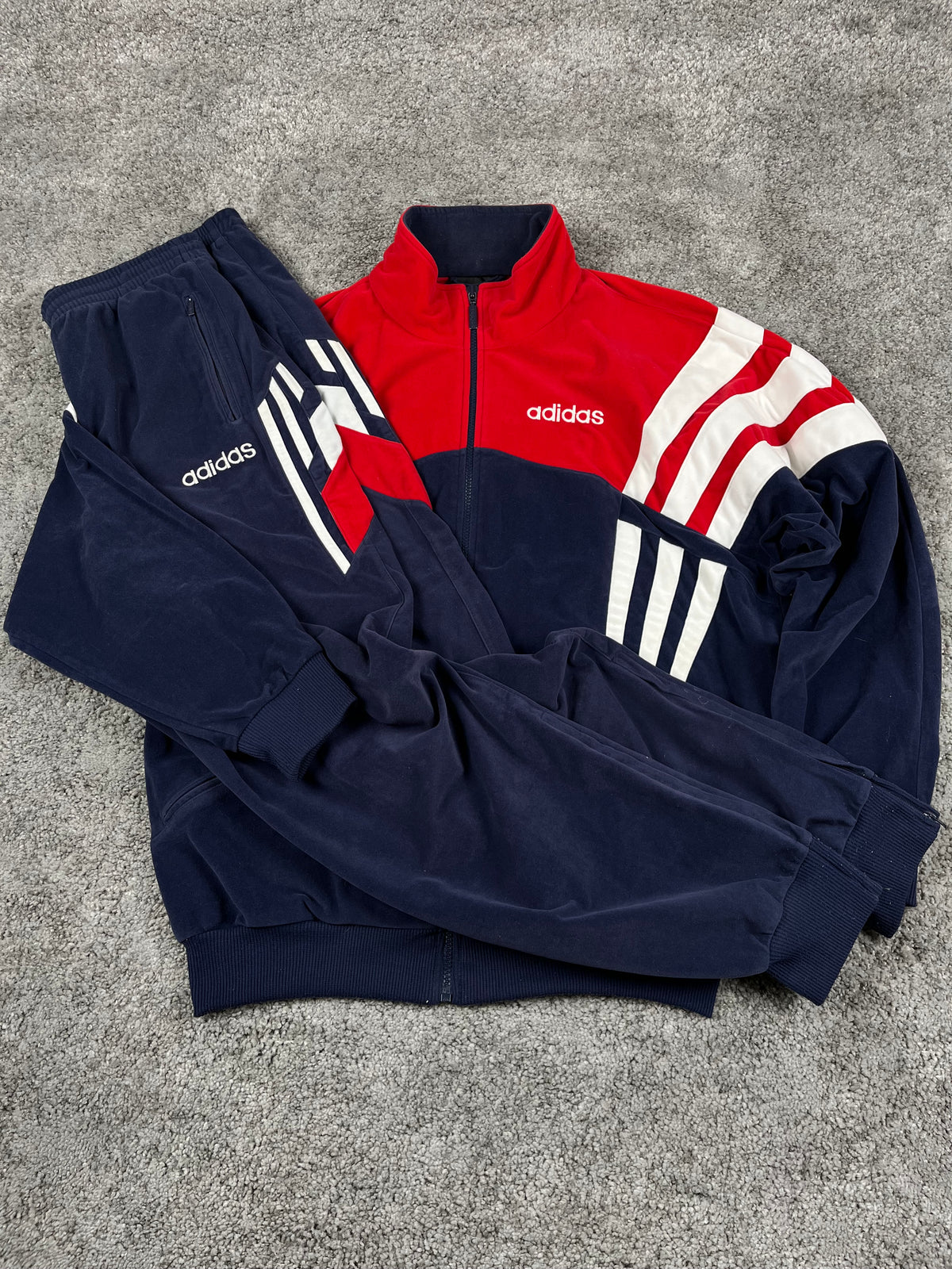 Adidas Tracksuit Vintage Y2K 80s "Navy/Red/White" (L)