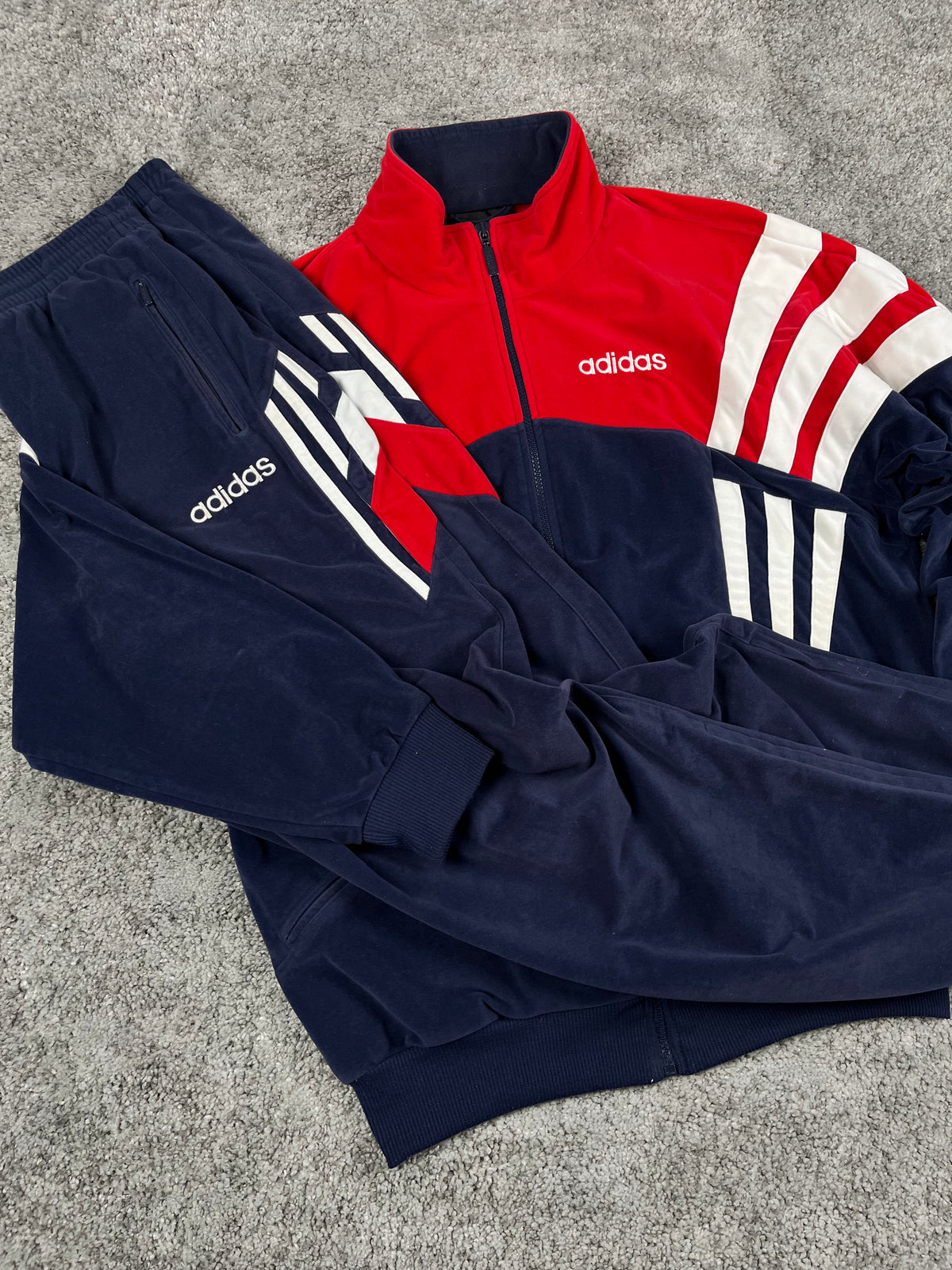 Adidas Tracksuit Vintage Y2K 80s "Navy/Red/White" (L)