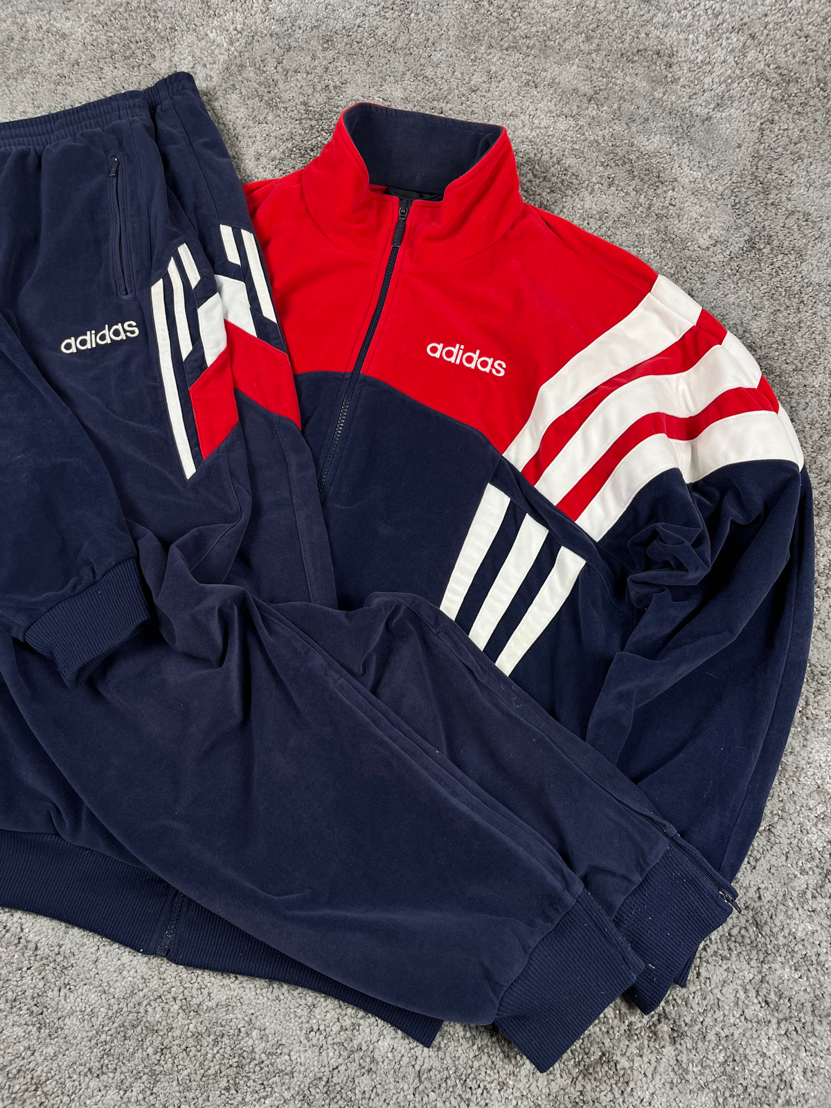 Adidas Tracksuit Vintage Y2K 80s "Navy/Red/White" (L)