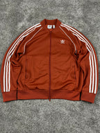 Adidas Three Stripes Double Zip Sweatshirt Vintage Y2K 2000S "Bronze/White" (L)