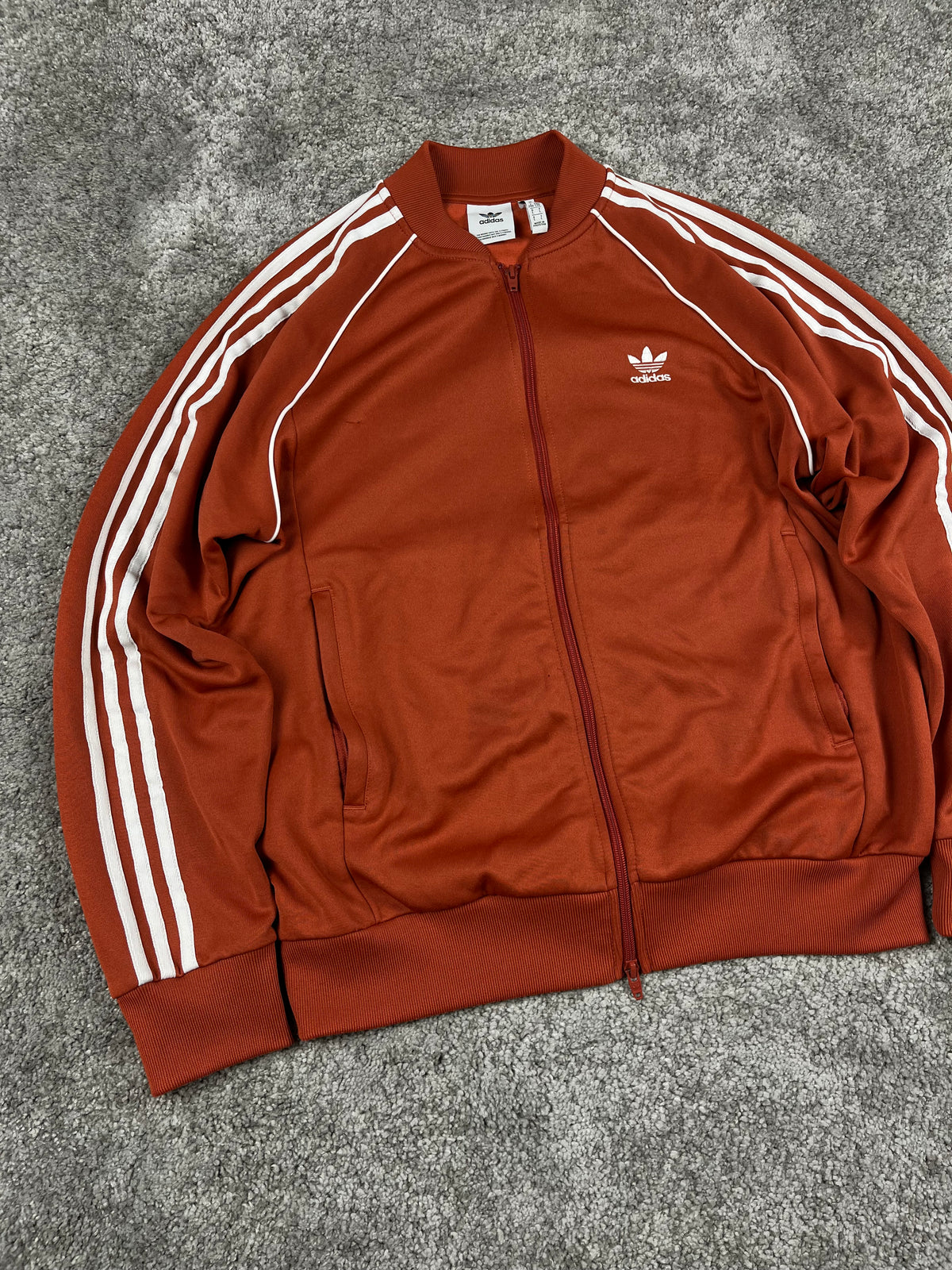 Adidas Three Stripes Double Zip Sweatshirt Vintage Y2K 2000S "Bronze/White" (L)