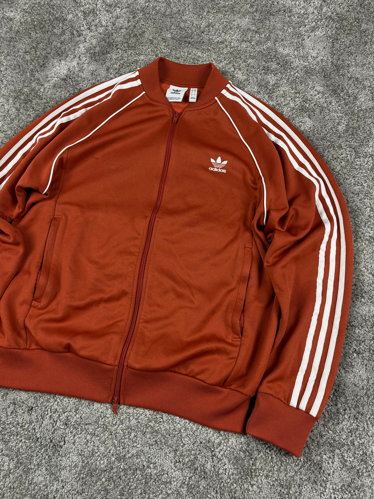Adidas Three Stripes Double Zip Sweatshirt Vintage Y2K 2000S "Bronze/White" (L)