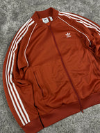 Adidas Three Stripes Double Zip Sweatshirt Vintage Y2K 2000S "Bronze/White" (L)