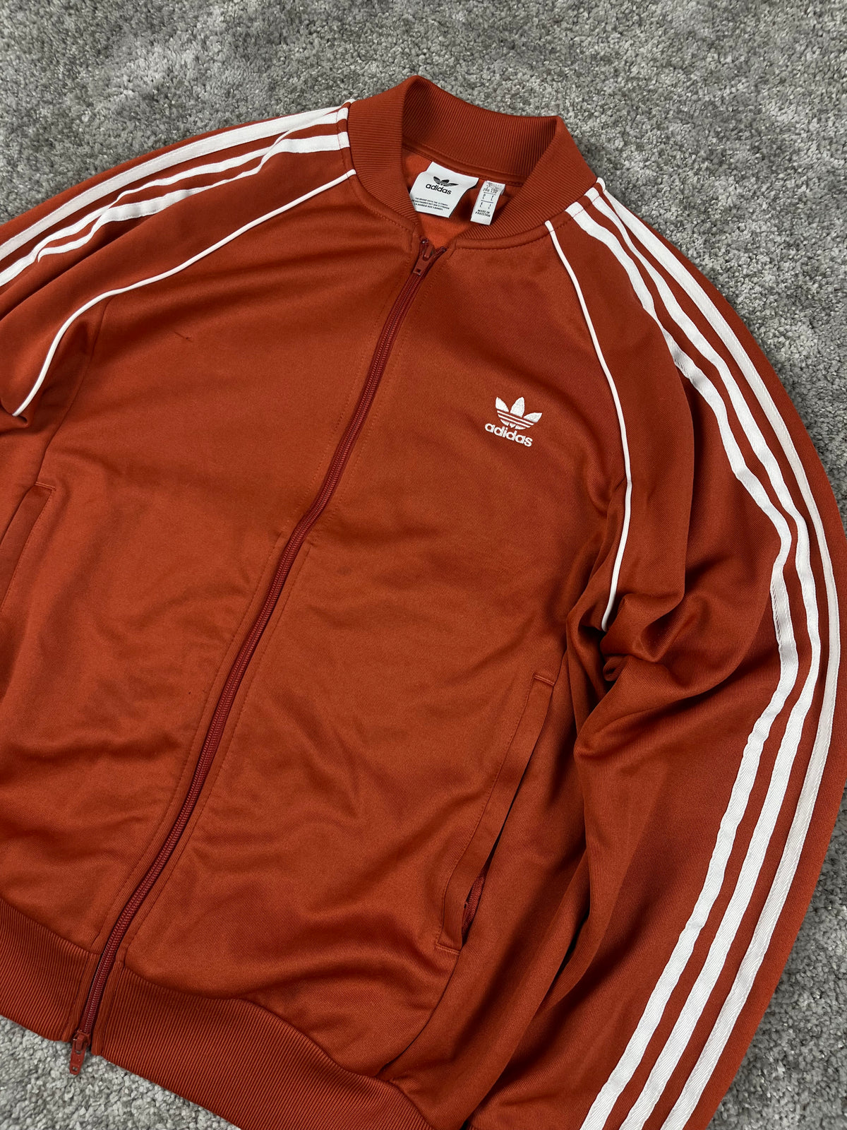 Adidas Three Stripes Double Zip Sweatshirt Vintage Y2K 2000S "Bronze/White" (L)