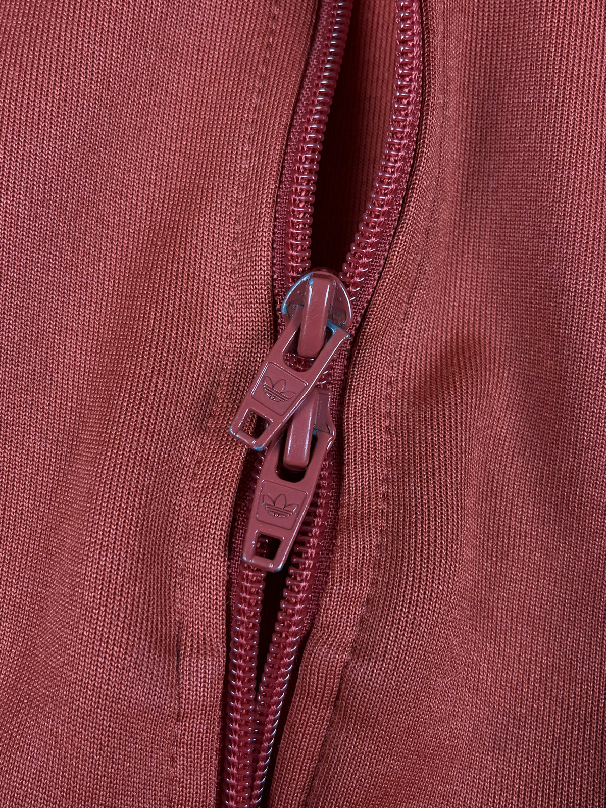 Adidas Three Stripes Double Zip Sweatshirt Vintage Y2K 2000S "Bronze/White" (L)