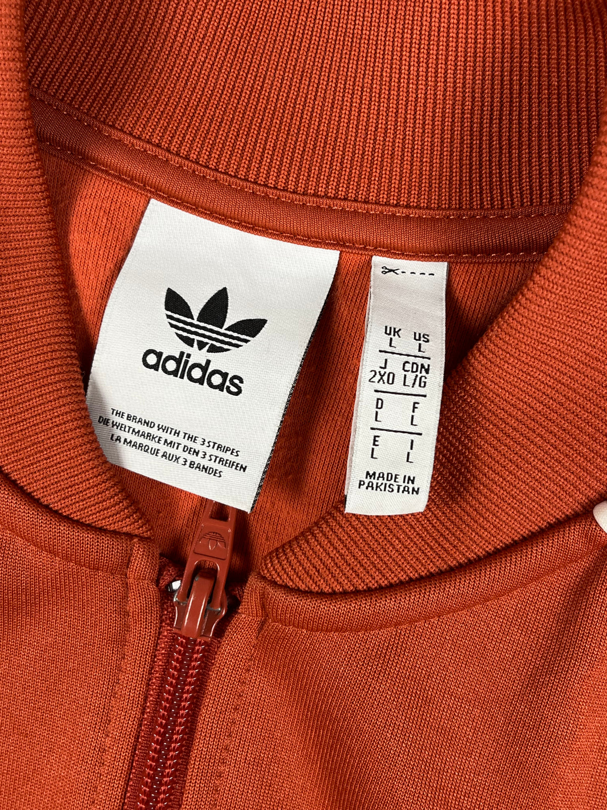 Adidas Three Stripes Double Zip Sweatshirt Vintage Y2K 2000S "Bronze/White" (L)