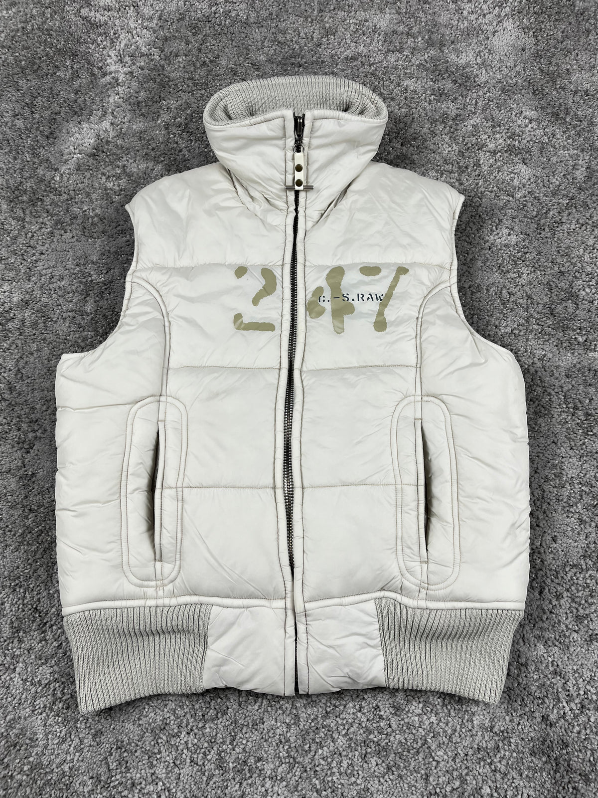 G-Star Puffer Vest Vintage Y2K 2000S "White/Beige" (M)