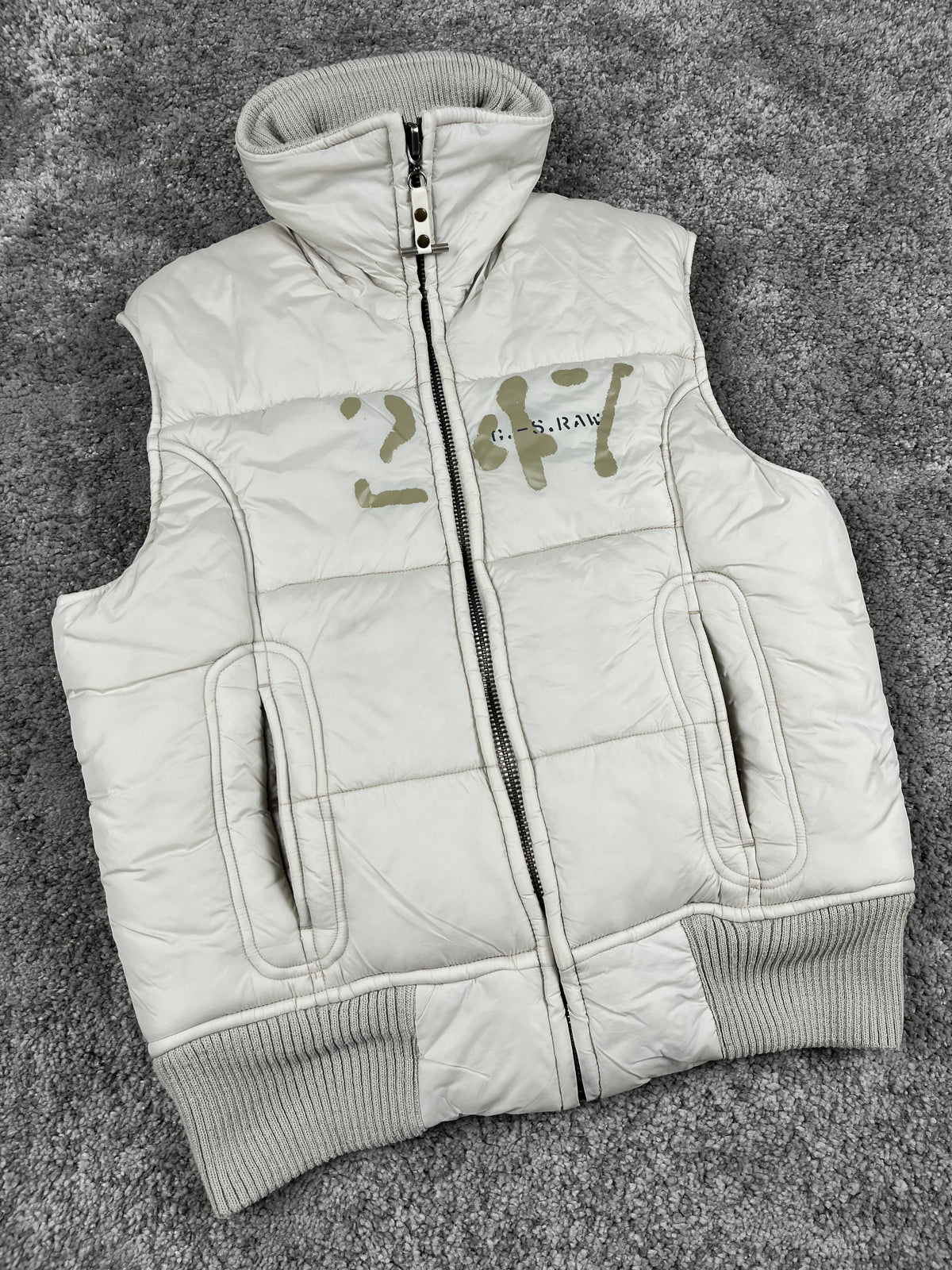 G-Star Puffer Vest Vintage Y2K 2000S "White/Beige" (M)