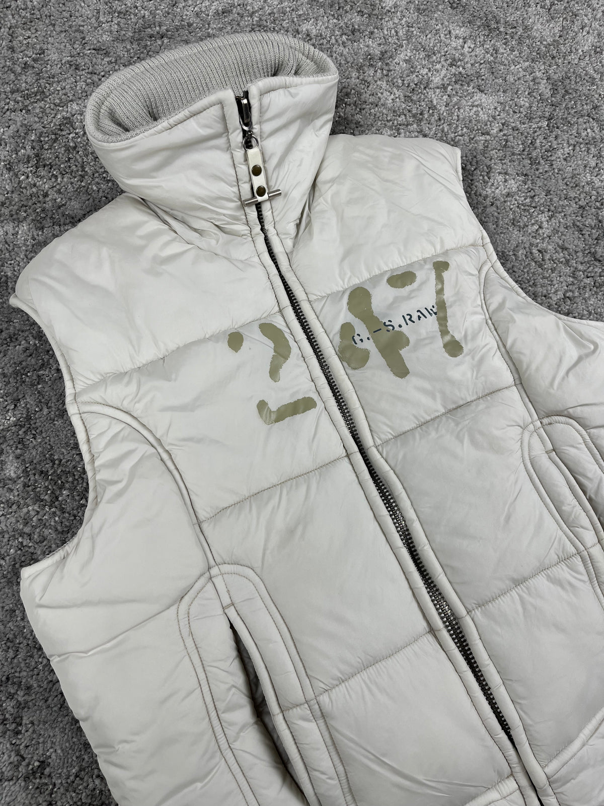 G-Star Puffer Vest Vintage Y2K 2000S "White/Beige" (M)
