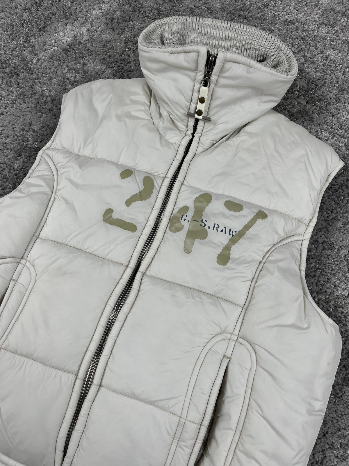 G-Star Puffer Vest Vintage Y2K 2000S "White/Beige" (M)