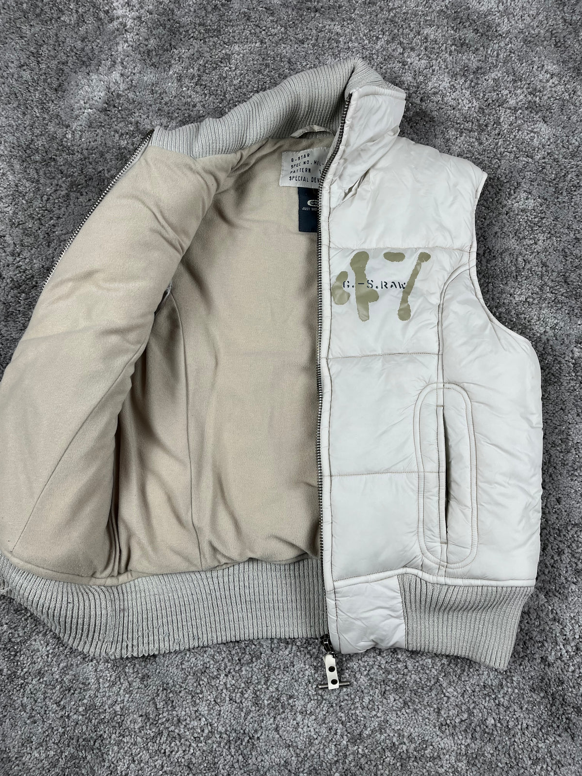 G-Star Puffer Vest Vintage Y2K 2000S "White/Beige" (M)