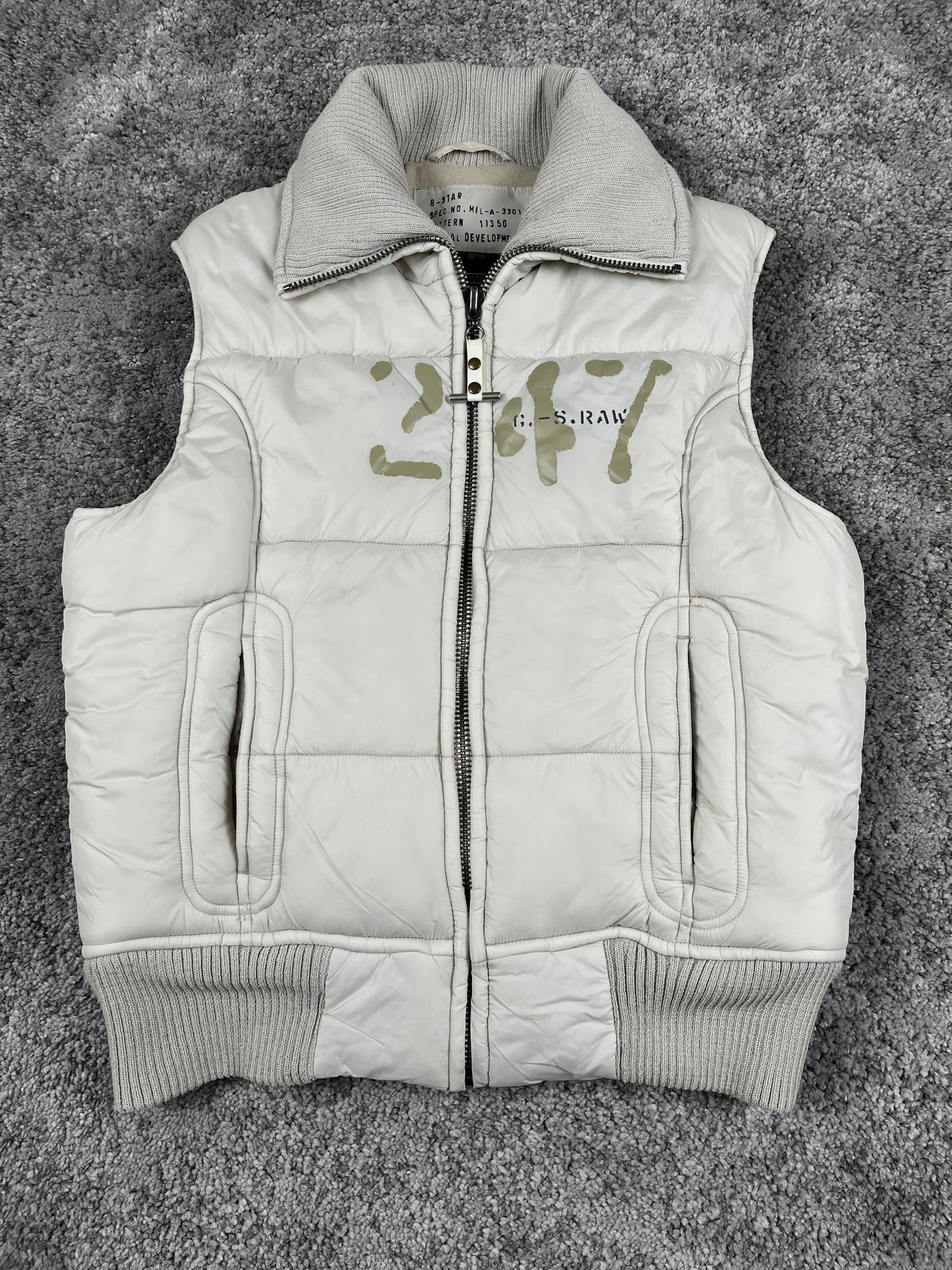 G-Star Puffer Vest Vintage Y2K 2000S "White/Beige" (M)