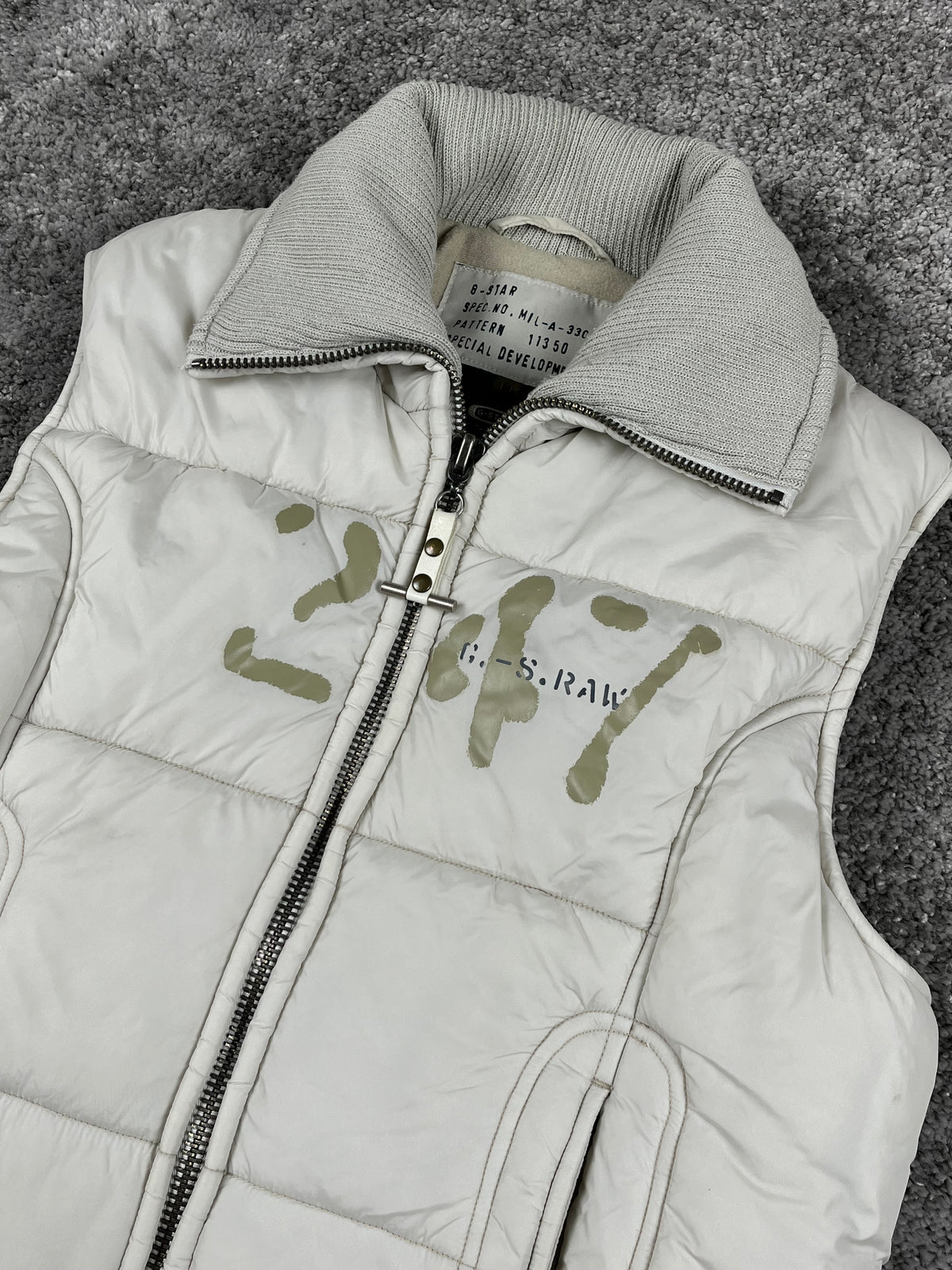 G-Star Puffer Vest Vintage Y2K 2000S "White/Beige" (M)