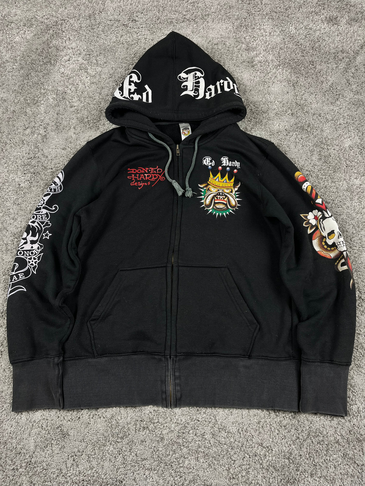Ed Hardy by Christian Audigier Graphic Sweatshirt Vintage Y2K 2000S "Black" (M)