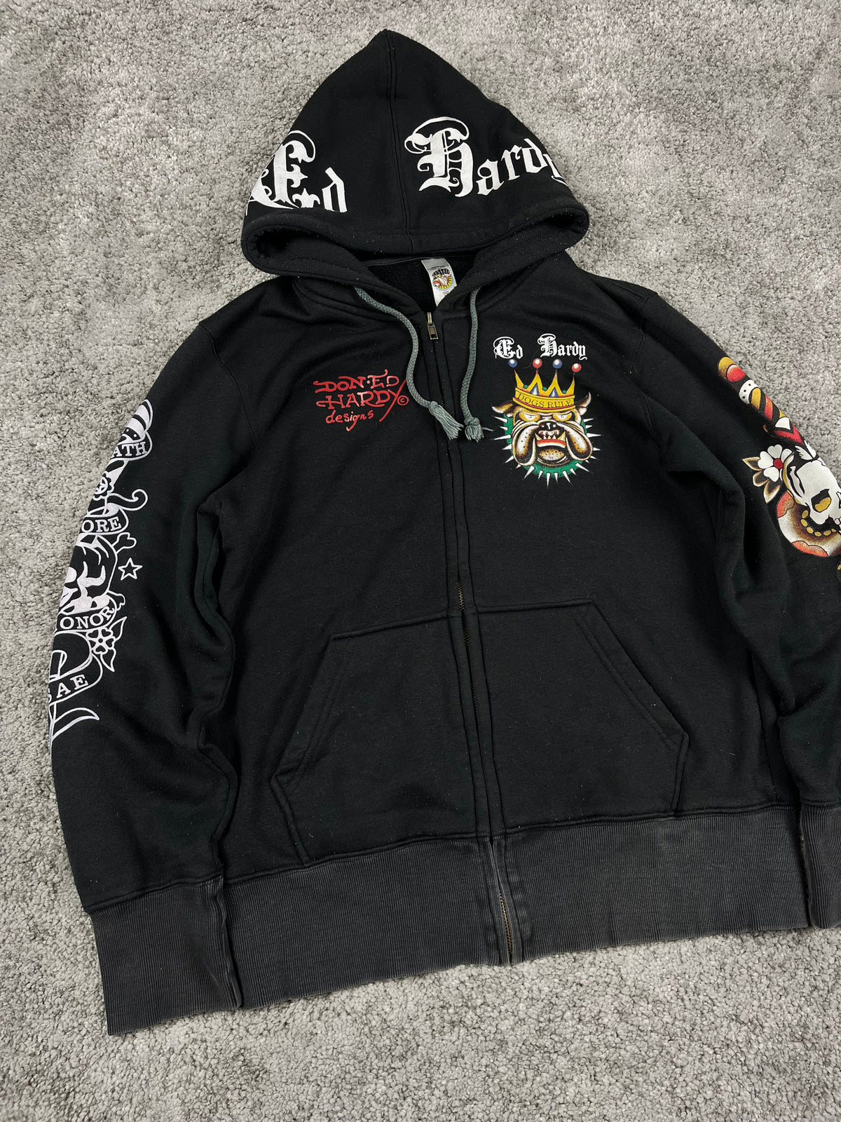 Ed Hardy by Christian Audigier Graphic Sweatshirt Vintage Y2K 2000S "Black" (M)