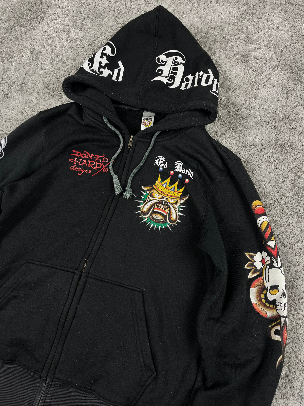 Ed Hardy by Christian Audigier Graphic Sweatshirt Vintage Y2K 2000S "Black" (M)