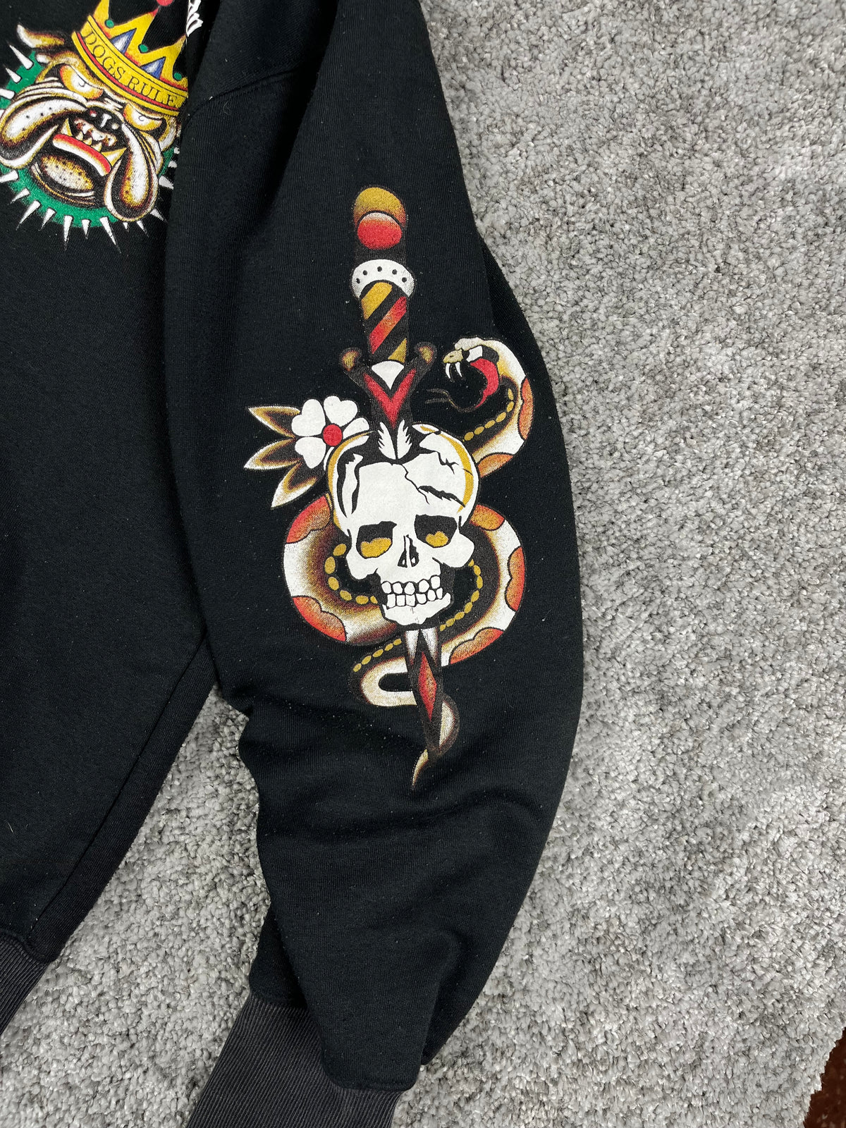 Ed Hardy by Christian Audigier Graphic Sweatshirt Vintage Y2K 2000S "Black" (M)