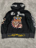 Ed Hardy by Christian Audigier Graphic Sweatshirt Vintage Y2K 2000S "Black" (M)
