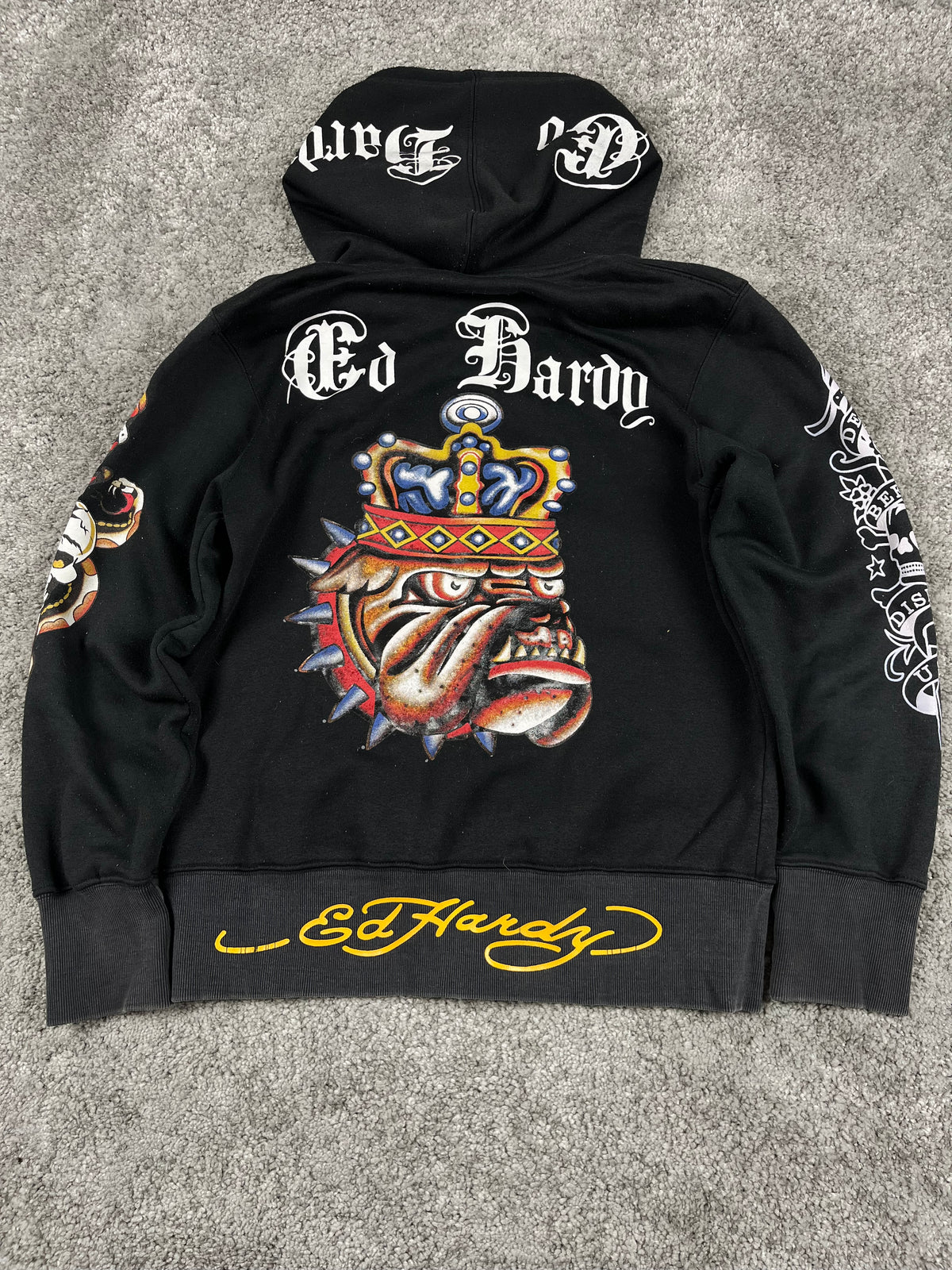 Ed Hardy by Christian Audigier Graphic Sweatshirt Vintage Y2K 2000S "Black" (M)