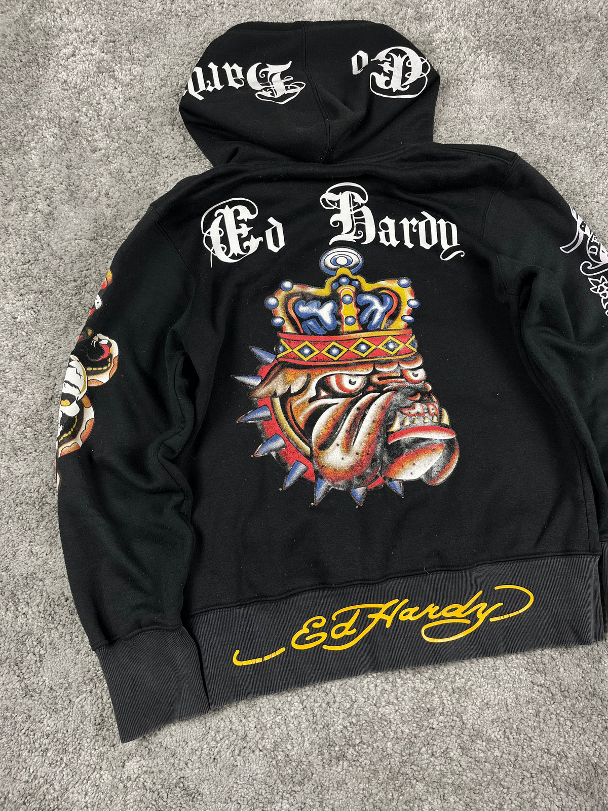 Ed Hardy by Christian Audigier Graphic Sweatshirt Vintage Y2K 2000S "Black" (M)