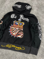 Ed Hardy by Christian Audigier Graphic Sweatshirt Vintage Y2K 2000S "Black" (M)