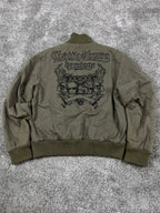 Chaqueta bomber Clockhouse vintage Y2K años 2000 «Verde oliva» (M)