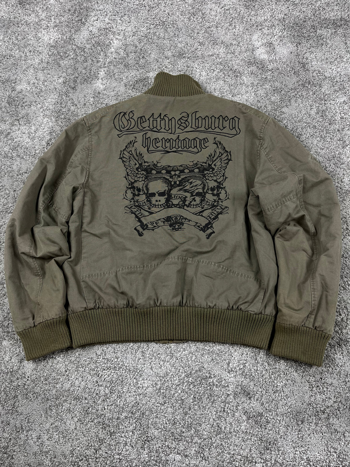 Chaqueta bomber Clockhouse vintage Y2K años 2000 «Verde oliva» (M)