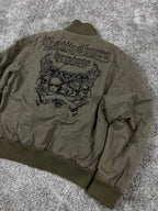 Chaqueta bomber Clockhouse vintage Y2K años 2000 «Verde oliva» (M)