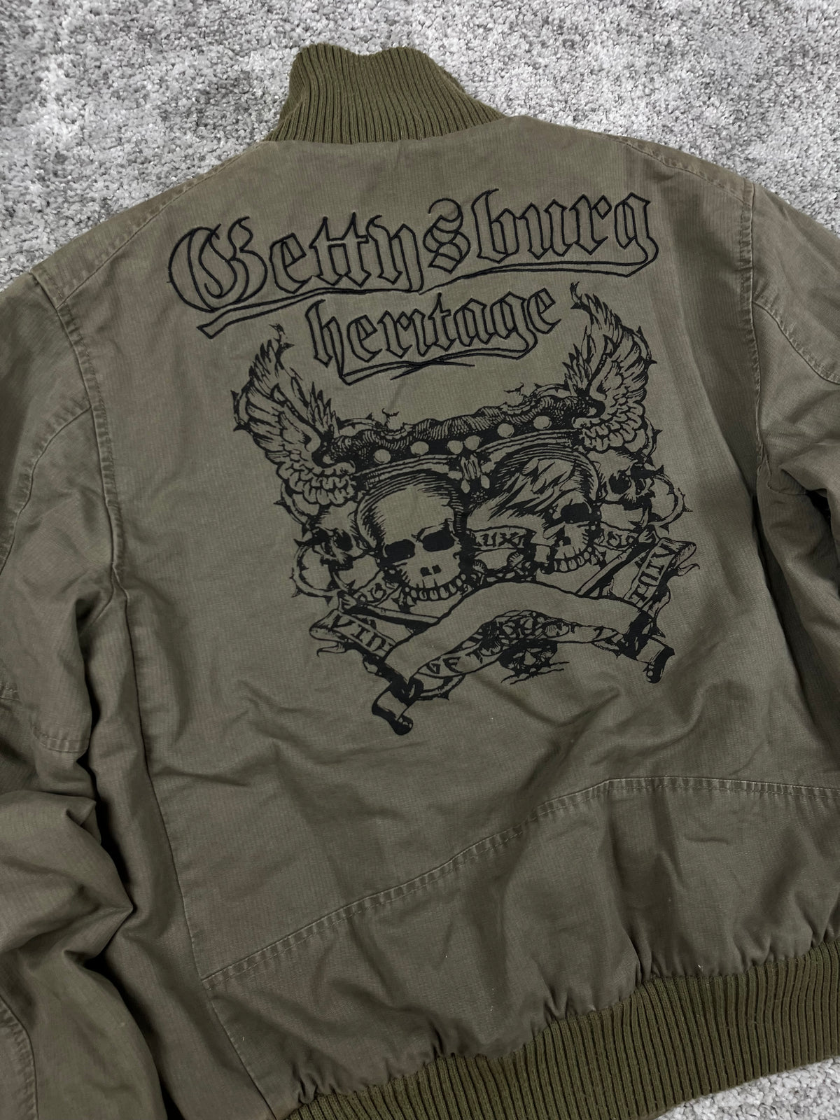 Chaqueta bomber Clockhouse vintage Y2K años 2000 «Verde oliva» (M)