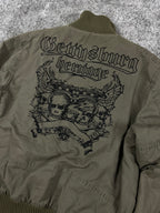 Chaqueta bomber Clockhouse vintage Y2K años 2000 «Verde oliva» (M)