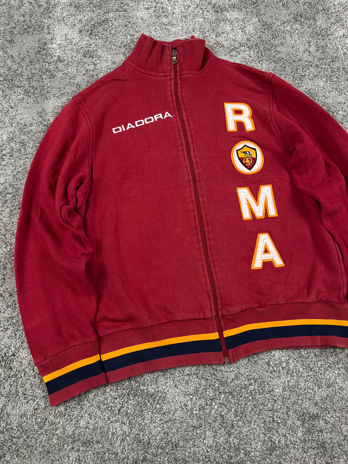 Sudadera vintage Diadora AS Roma 2003/2004 con cremallera «Burdeos/Blanco» (S)