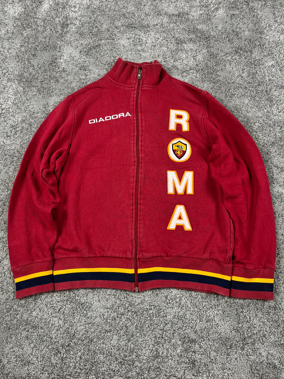Sudadera vintage Diadora AS Roma 2003/2004 con cremallera «Burdeos/Blanco» (S)