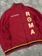 Sudadera vintage Diadora AS Roma 2003/2004 con cremallera «Burdeos/Blanco» (S)