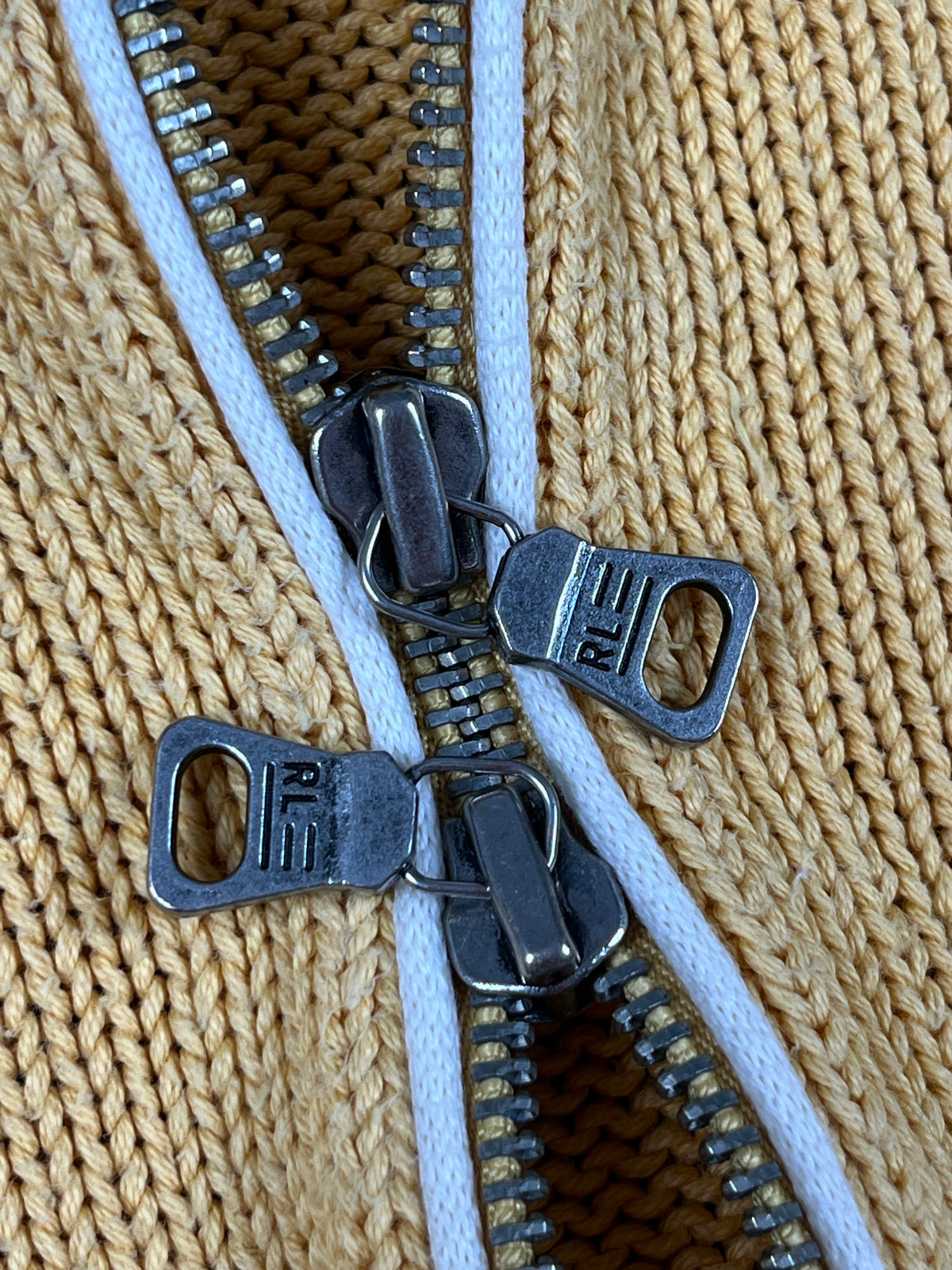Ralph Lauren USA Double Zip Sweater Vintage Y2K 2000S "Yellow/White" (S)
