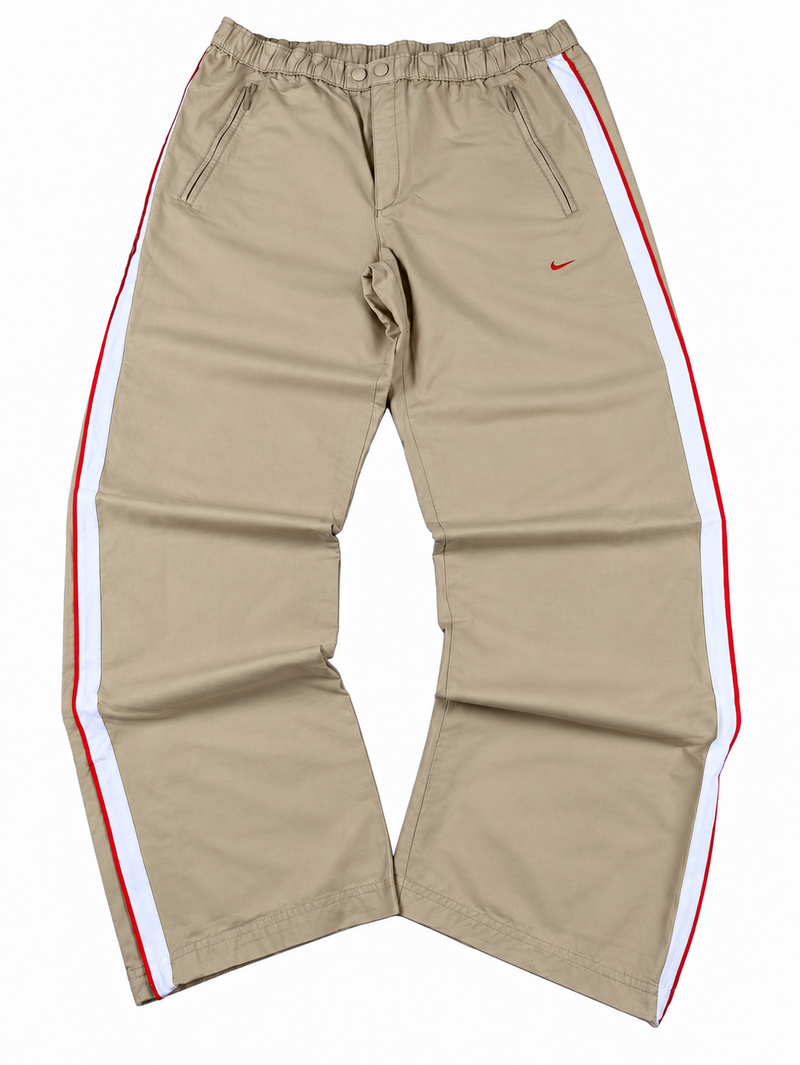 Pantalón deportivo Nike vintage Y2K años 2000 «beige/blanco/rojo» (L)