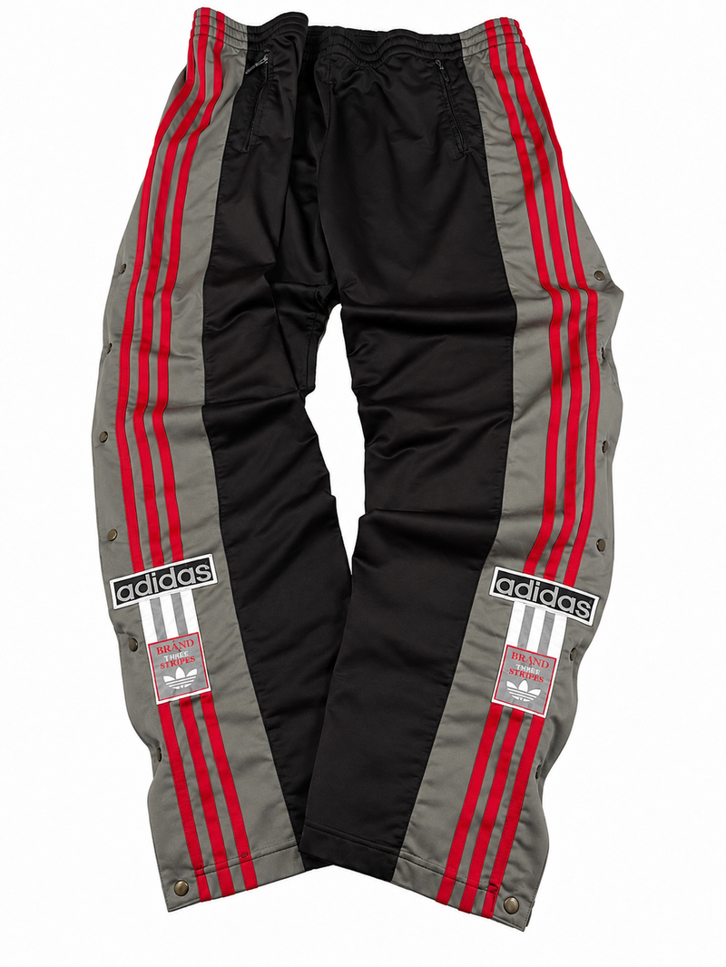Pantalón de chándal Adidas de 3 rayas vintage Y2K años 2000 "Negro/Marrón/Rojo" (L)