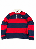 Polo Ralph Lauren Rugby Shirt Vintage Striped Preppy "Red/Navy" (S)