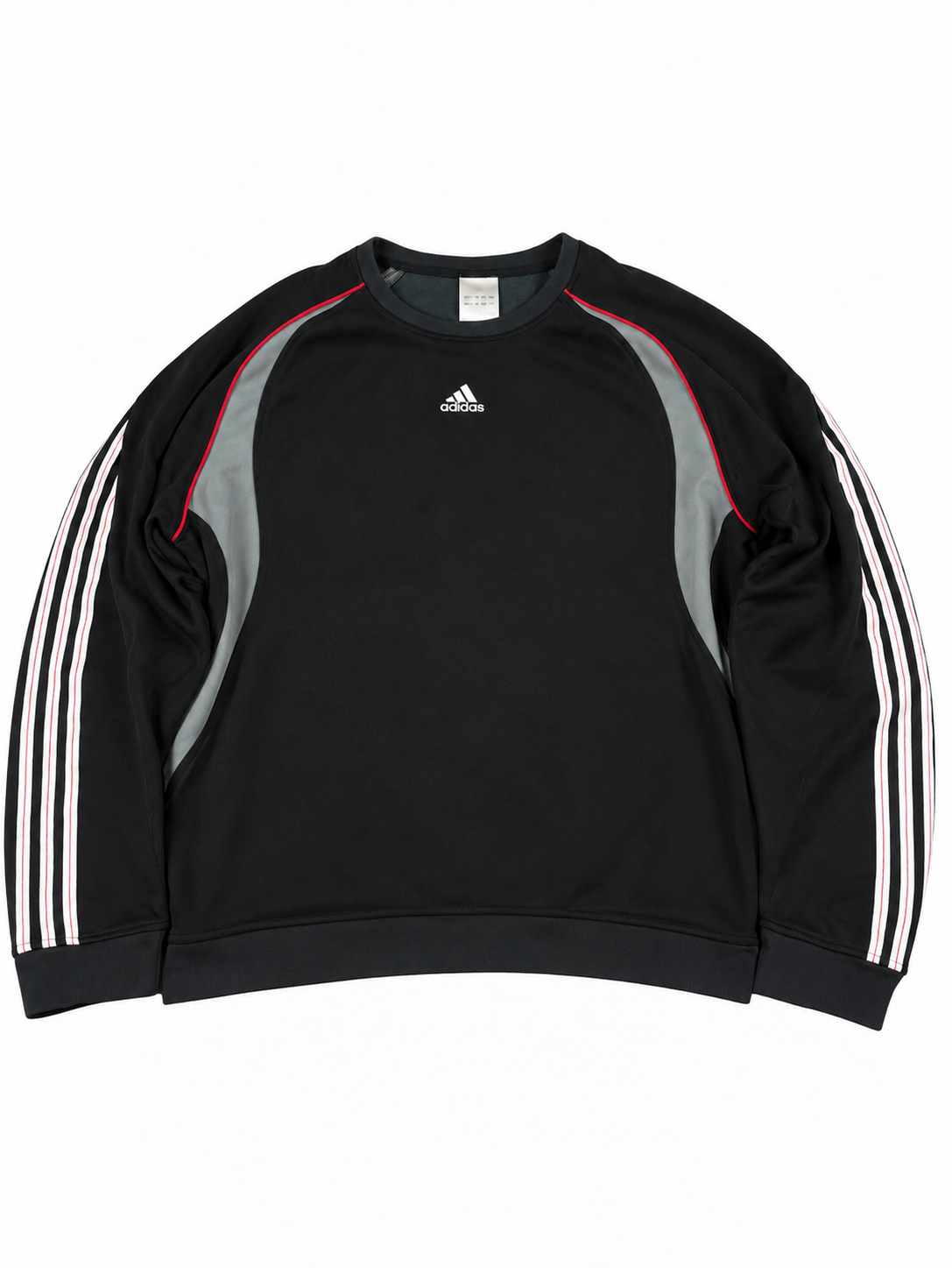 Adidas Crewneck Sweatshirt Vintage Y2K 2000S "Black/Grey/Red" (XXL)