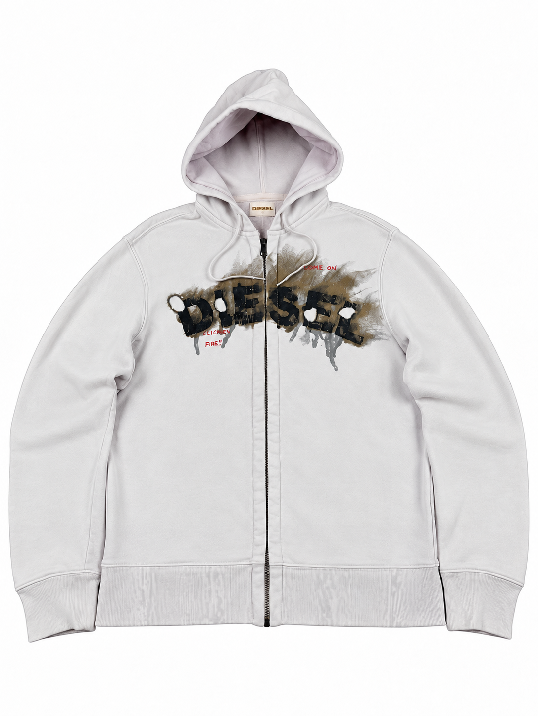 Diesel Graphic Logo flame effect Hoodie "Washed Pink" (M)