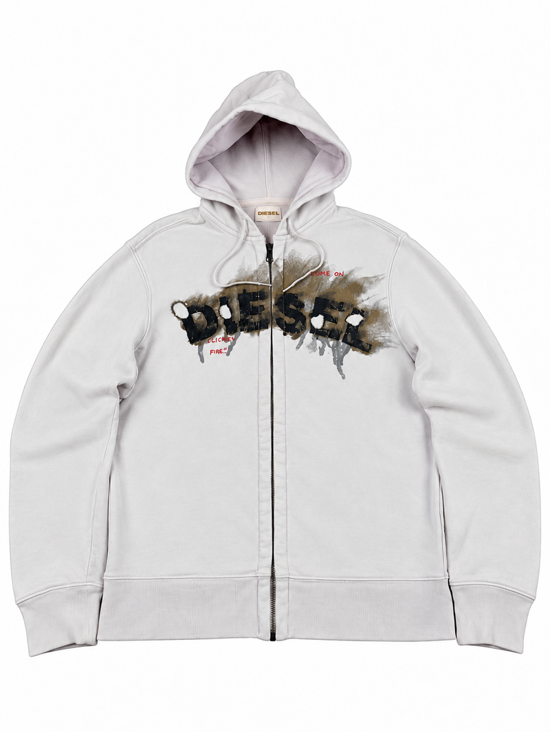 Diesel Graphic Logo flame effect Hoodie "Washed Pink" (M)