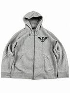 Sudadera con capucha y cremallera Armani Jeans vintage de los años 2000 "Gris/Negro" (S)