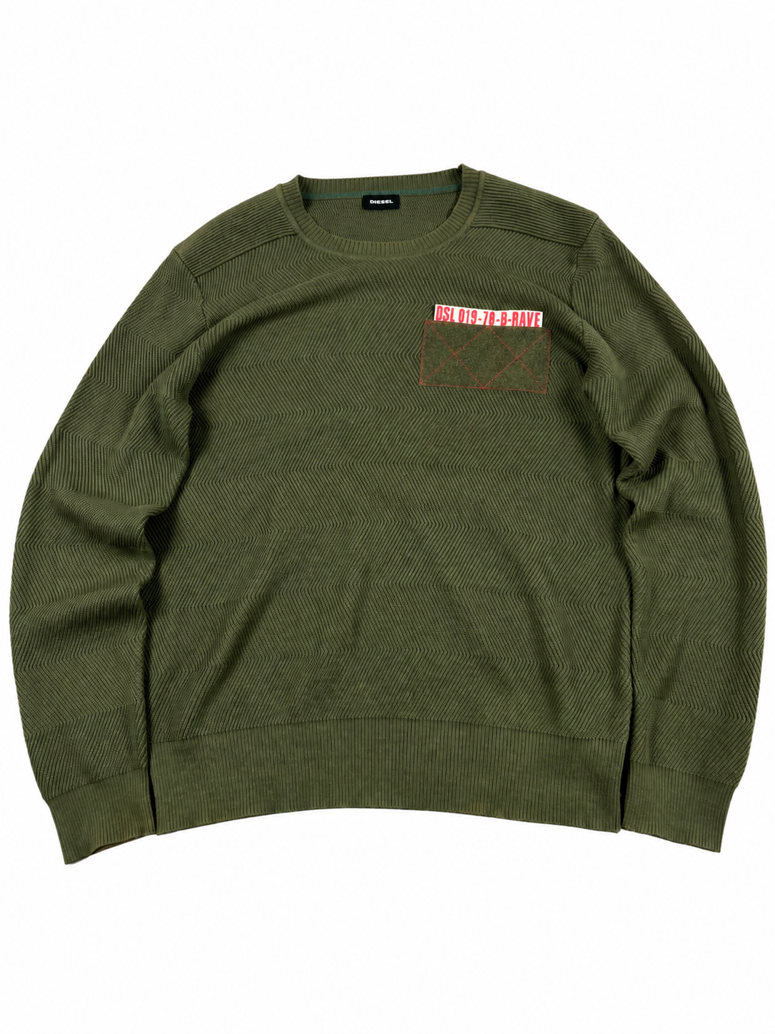 Diesel Vintage Knit Sweater "Olive Green" Number Logo (L)